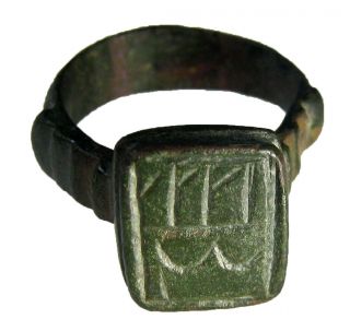 Roman Bronze Ring 11.  80g/25x30mm Perfect Grune Pathina R - 366 photo