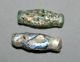 Ancient Roman Collared Glass Beads Pair Patina Roman photo 1