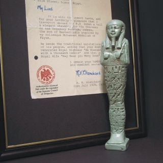A Very Rare Ushabti Sold With Letter To Lord Carnarvon photo