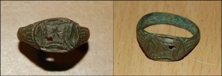 Medieval Signet Ring Circa 14th - 15th Century photo