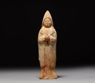 Ancient Chinese Tang Dynasty Terracotta Court Attendant Statue Figure photo