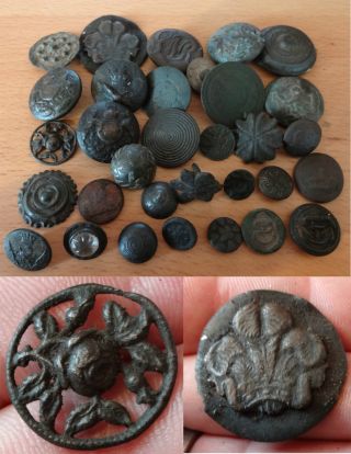 A Selection Of Buttons/badges All Detector Finds,  Need Cleaning photo