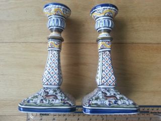 2 Two Portugal Porcelain Candlesticks Hand Made,  Damage But Stunning Still photo