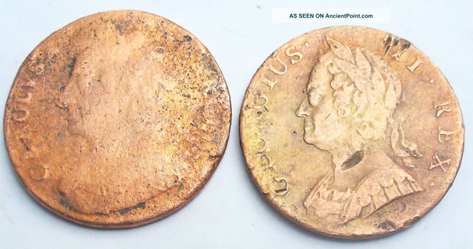 George Ii 1740 & Charles Ii Halfpenny Half Penny 1/2d British photo