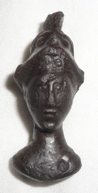 A Rare Roman Bust/steelyard Weight In The Form Of The Goddess Minerva photo