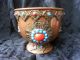 Antique Middle Eastern Heavy Jeweled Brass Cartouches Over Copper Footed Pot Near Eastern photo 2