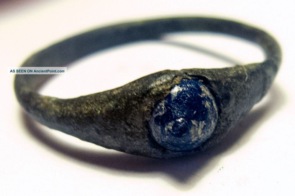 Medieval British Silver Ring With Blue Stone Unique British photo