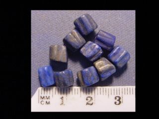 Ten (10) Roman Lapis Lazuli Beads Circa 100 - 400 A.  D. photo