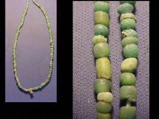 String Roman Green Glass Beads Circa 100 - 400 A.  D. photo