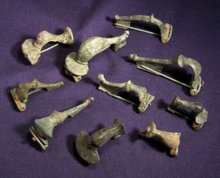 10 Celtic / Roman Bronze Brooch / Fibula 3 photo