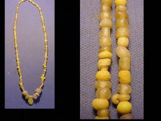 String Roman Yellow Glass Beads Circa 100 - 400 A.  D. photo