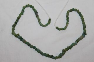 Ancient Roman Restrung Green Glass Necklace 1st Ad photo