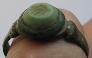 Roman Bronze Ring With Green Stone (ring2) photo