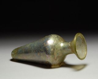 Ancient Roman Glass Perfume Bottle Unguentarium Flask - 150 A.  D. photo