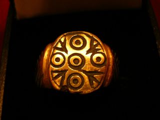 Ancient Bronze Roman / Byzantine Ring - - 5 Wounds Of Christ photo