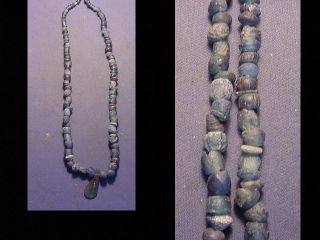 String Roman Blue Glass Beads Circa 100 - 400 A.  D. photo
