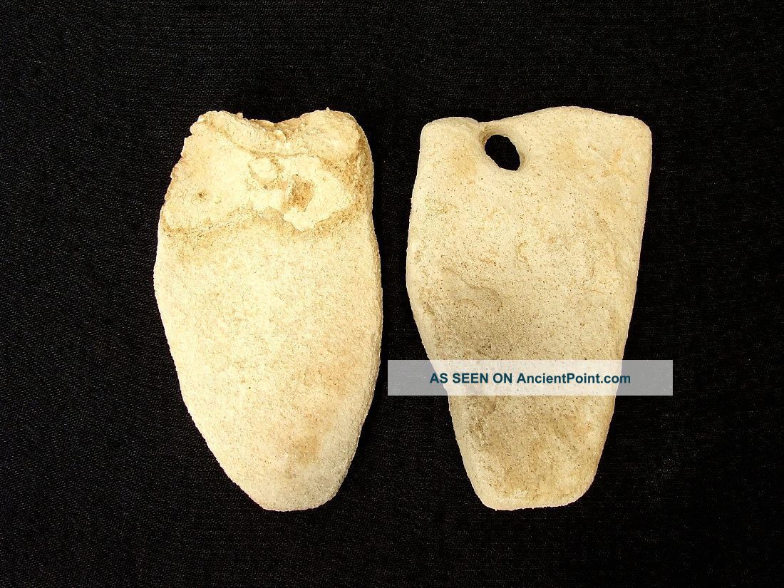 2 Neolithic Neolithique Sandstone Pendants - 6500 To 2000 Before Present - Sahara Neolithic & Paleolithic photo