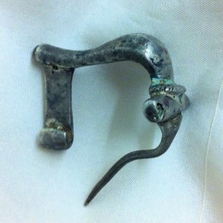 Ancient Roman.  Solid Silver Knee Type Brooch. photo