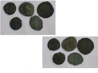 Collection Of 5 Roman Coins Circ 3rd/4th Century Roman Empire. photo