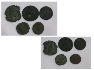 Authentic Collection Of 5 Roman Coins Circ 3rd/4th Century Roman Empire. photo