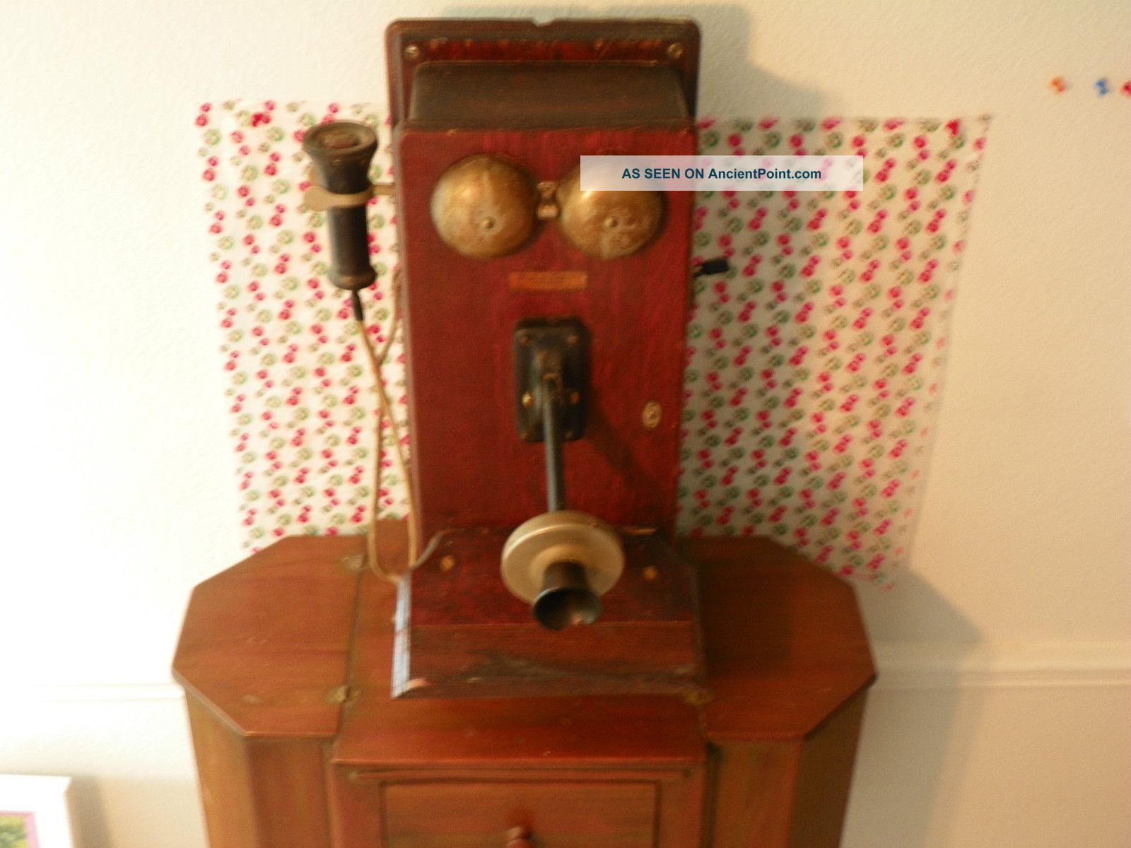 Antique Western Electric Wall Phone 317p Hand Crank Wooden Brass Bells Bakelite