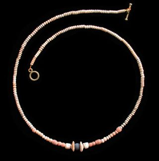 Ancient Egyptian Coptic Faience Bead Necklace Red Pastel 1 - 3 Ad Jewellery C80t photo