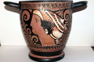 Good Quality Large Ancient Greek Pottery Red Figure Skyphos 4th Cent Bc Wine Cup photo