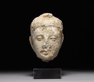 Ancient Greek - Buddhist Gandharan Stucco Head Sculpture photo