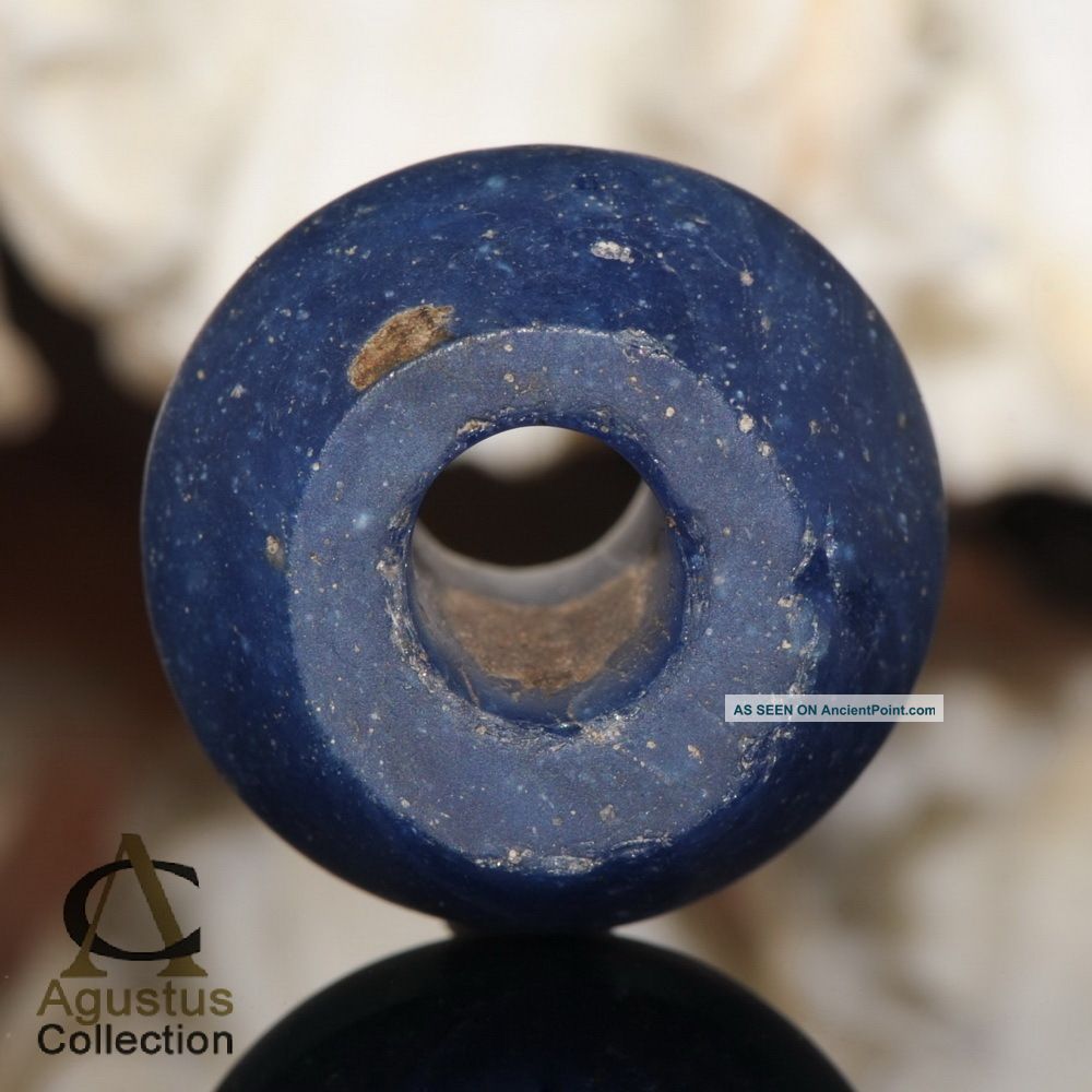 Ancient Ban Chiang Blue Glass Bead 14.  13 G Rare Thailand 500 – 300 Bc Neolithic & Paleolithic photo