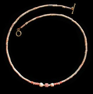 Ancient Coptic Faience Bead Necklace Red Pastel Shades 1 - 3 Ad Jewellery C79t photo