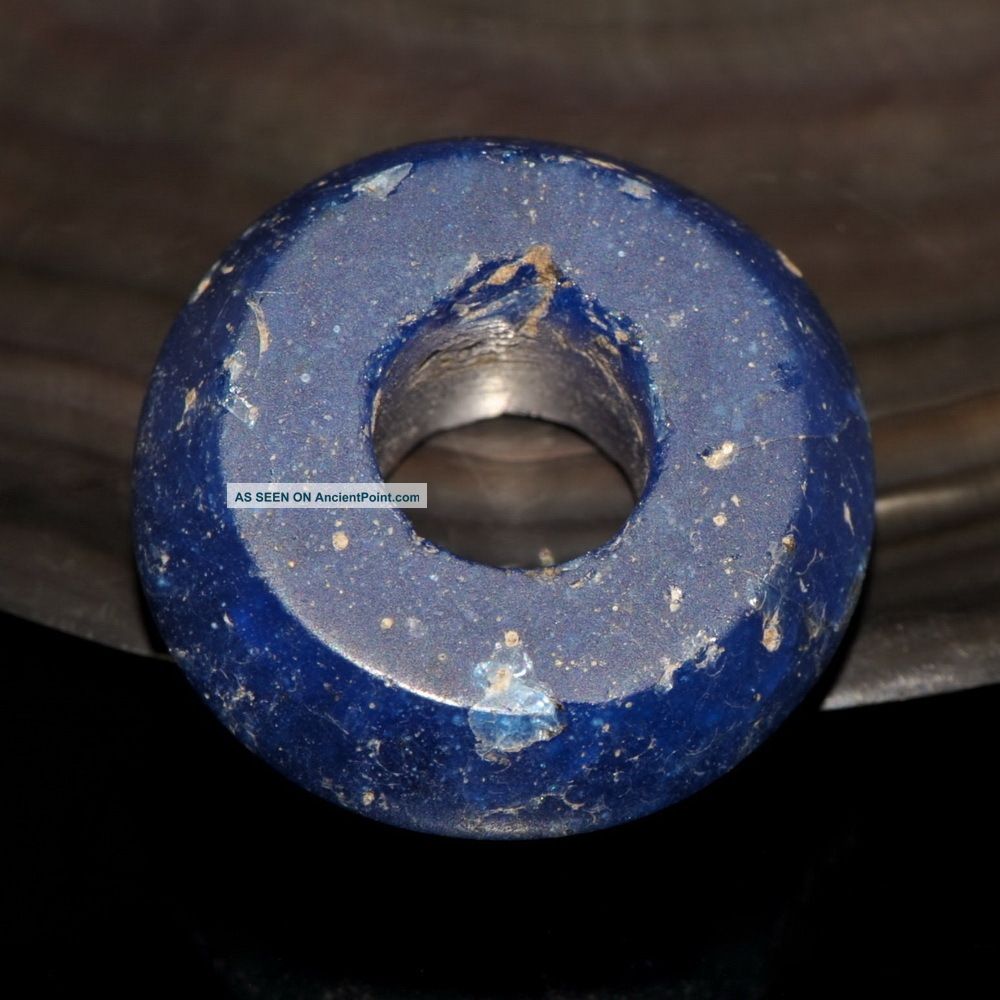 Ancient Ban Chiang Blue Glass Bead 12.  97 G Rare Thailand 500 – 300 Bc Neolithic & Paleolithic photo