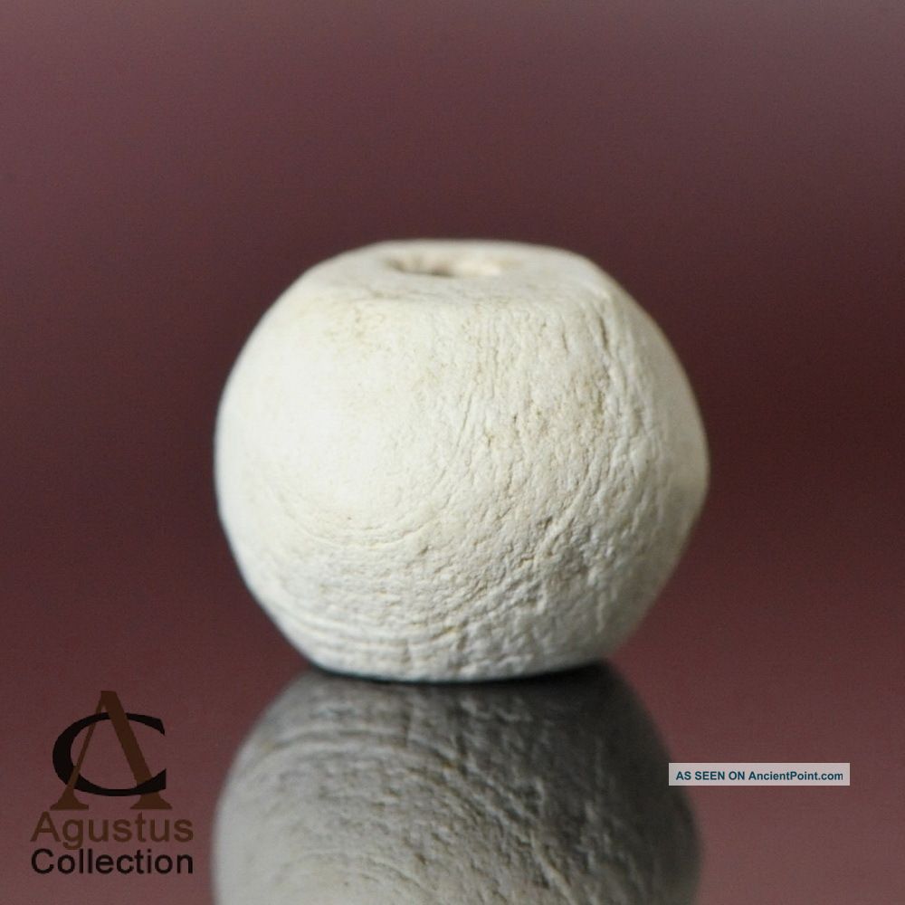 Ancient Ban Chiang Neolithic Bead White Limestone Rare Thailand 500 – 300 Bc Neolithic & Paleolithic photo