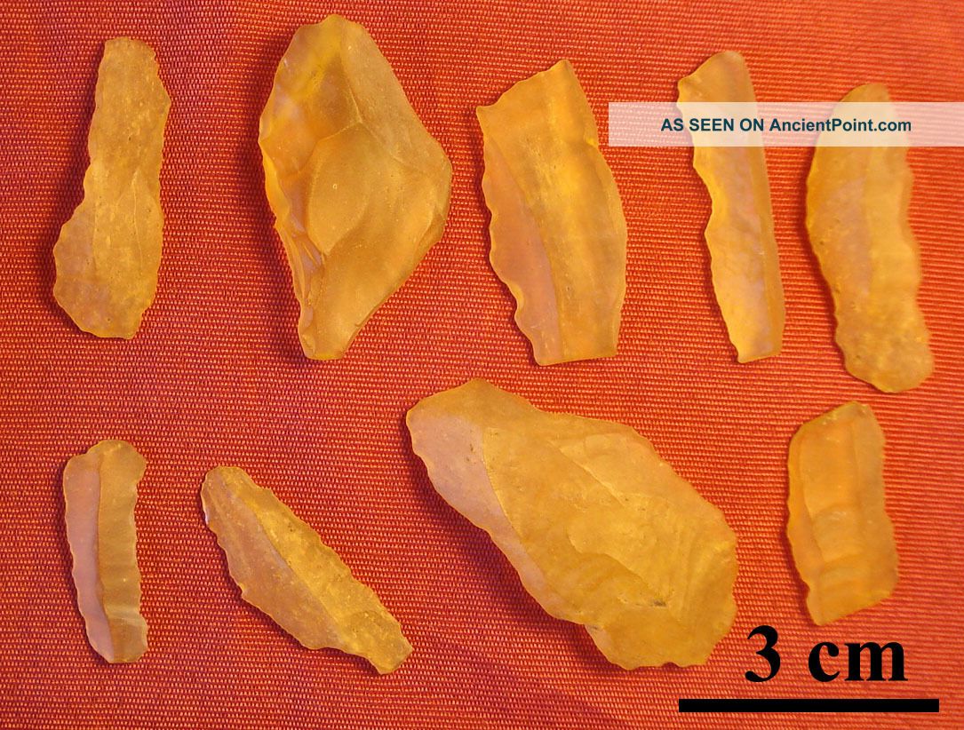 Libyan Desert Glass,  9 Small Tools Excellent Quality,  23.  9 Grams Neolithic & Paleolithic photo