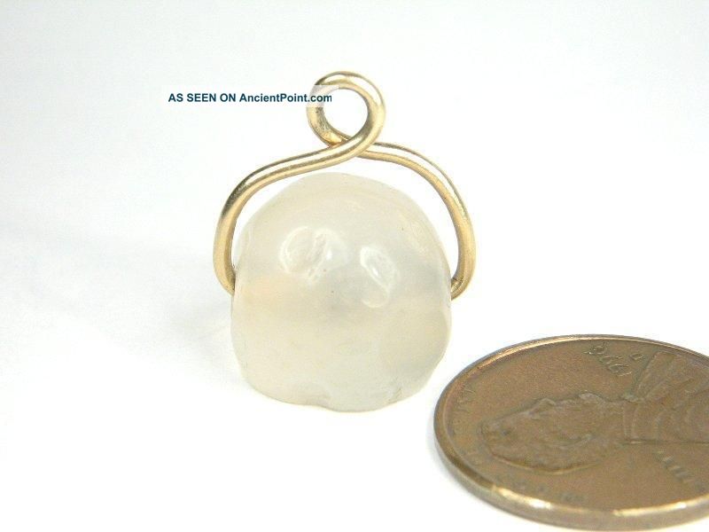 Early Antique 9k Gold Mounted Agate Bead Seal Ancient Middle Eastern? Near Eastern photo
