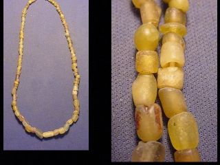 String Roman Yellow Coloured Glass Beads Circa 100 - 400 A.  D. photo