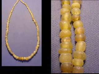 String Roman Yellow Coloured Glass Beads Circa 100 - 400 A.  D. photo