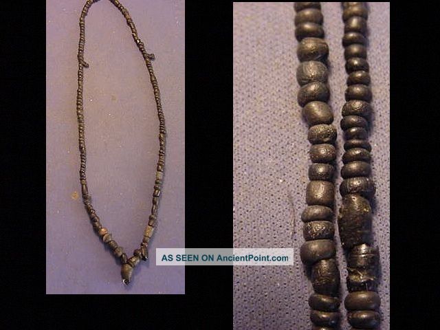 String Of Roman Black Glass Beads Circa 100 - 400 A.  D. Roman photo