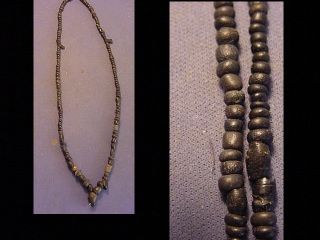 String Of Roman Black Glass Beads Circa 100 - 400 A.  D. photo