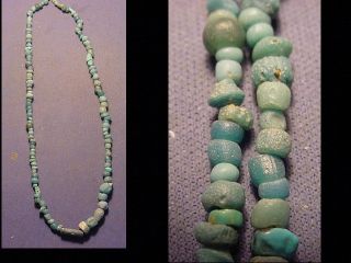 String Roman Turquoise Coloured Glass Beads Circa 100 - 400 A.  D. photo