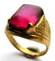 Fine Georgian Era Gold Gilt Signet Ring With Clasped Red Purple Setting European photo 1