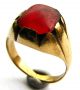 Fine Georgian Era Gold Gilt Signet Ring With Clasped Red Glass Setting European photo 1