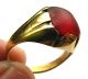 Fine Georgian Era Gold Gilt Signet Ring With Clasped Red Glass Setting European photo 3