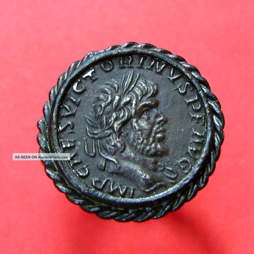 Roman Style Bronze Ring Silver Coin With Emperor Marcus Victorinus Reproductions photo