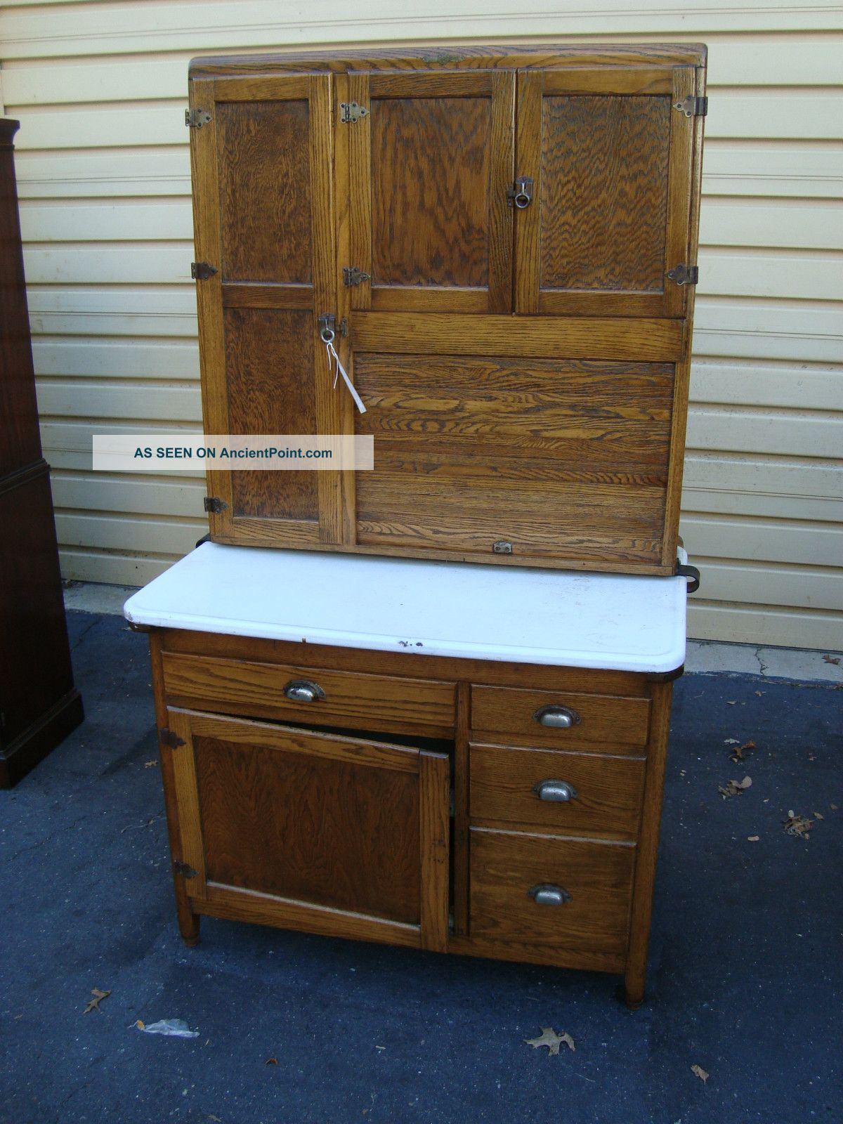 50329 Antique Oak Hoosier Cabinet Cupboard 1900-1950 photo