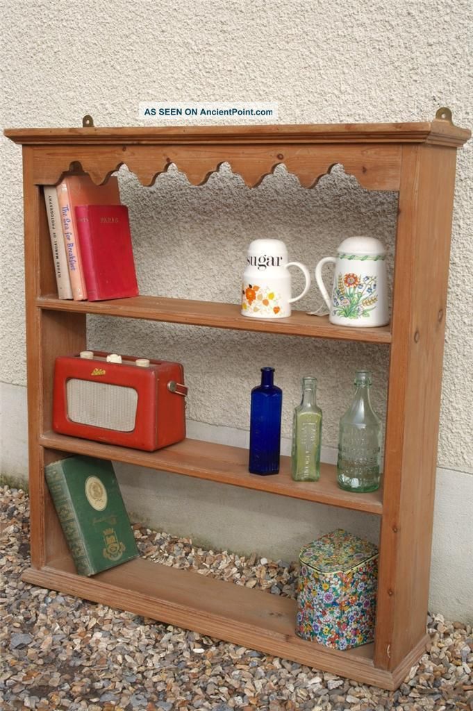 Antique Solid Pine Shelves,  Vintage Kitchen Rustic Country House Pine Shelves 1900-1950 photo