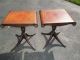 Pair 1940 ' S Mahogany Leather Top End Table Pedestal 1900-1950 photo 2