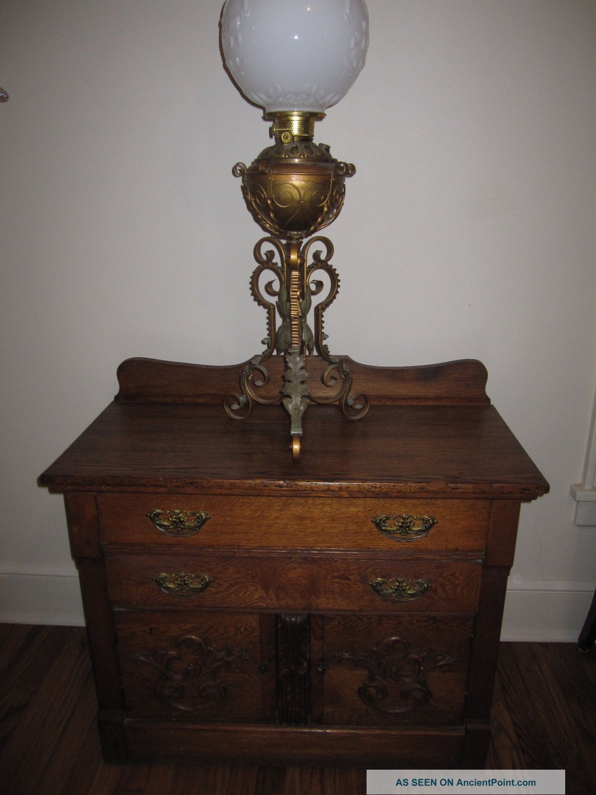 Victorian Tiger Oak Dry Sink Cabinet Nightstand Etc