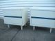 Vintage Mid Century Modern Square White Nightstands Frankel Style Post-1950 photo 1