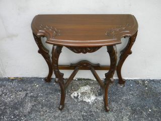 Early 1900 ' S Carved Half Moon Side Table 1622 photo