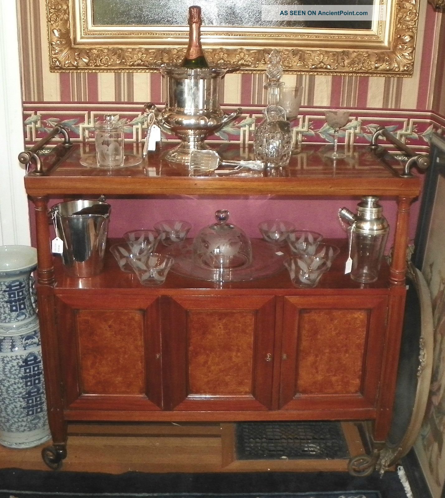 Great Wine Cabinet Or Bar With Wine Drawers.  Walnut Wood.  20th Century 1900-1950 photo